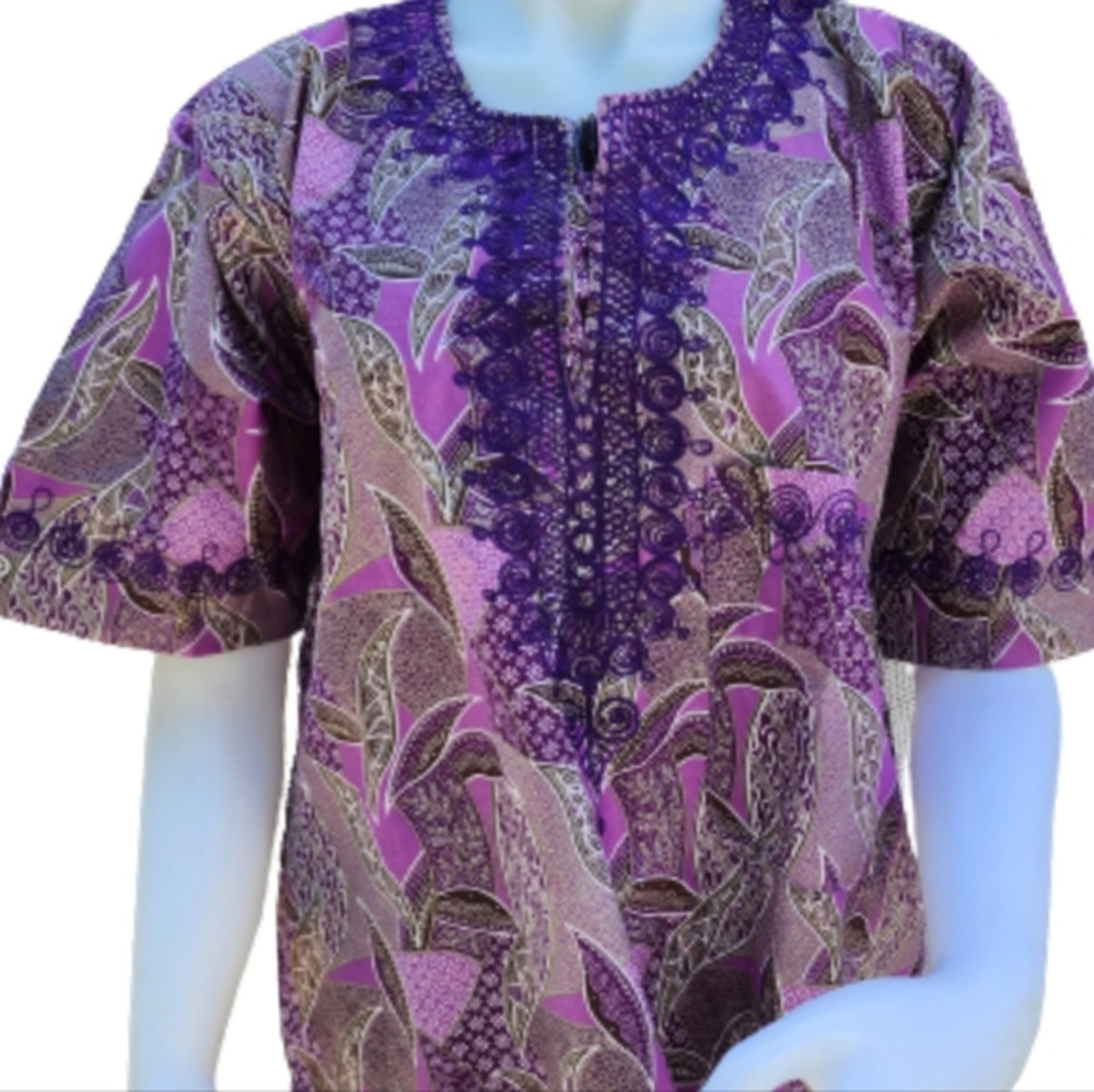 African‎ waxed cotton print top XL. 1X